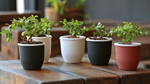 Small Plants in Modern Plant Pots