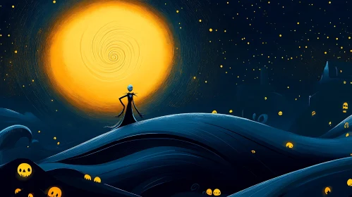 Silhouette and the Swirling Moon