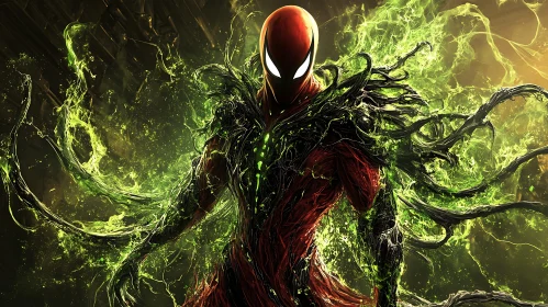 Symbiotic Superhero with Glowing Aura