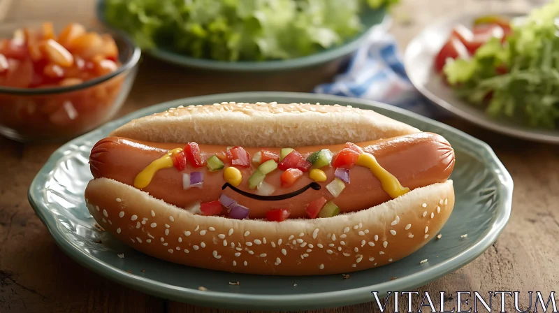 Gourmet Hot Dog with Fresh Vegetables AI Image