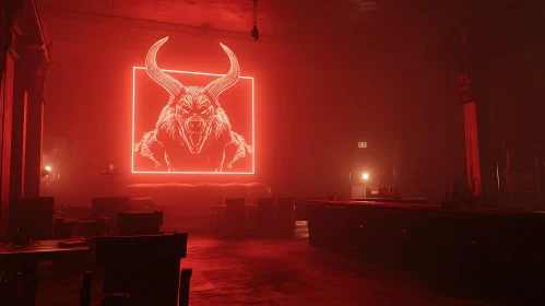 Red Neon Demon in Empty Room