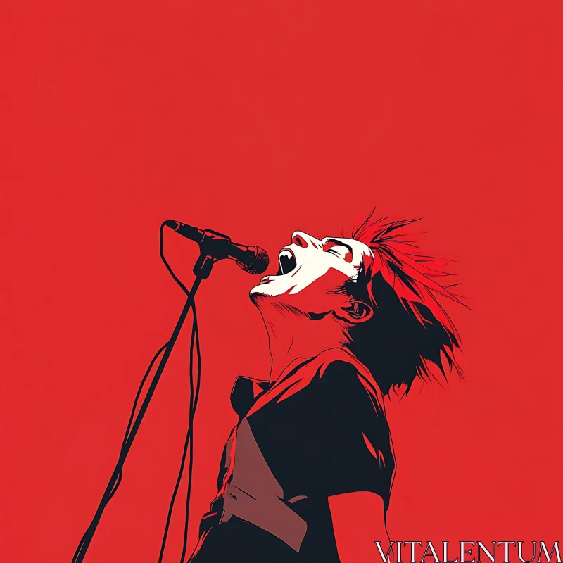 AI ART Singer in Red Illustration