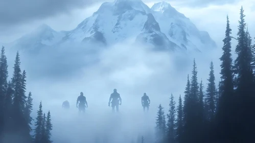 Figures in the Mist: Mountain Scene