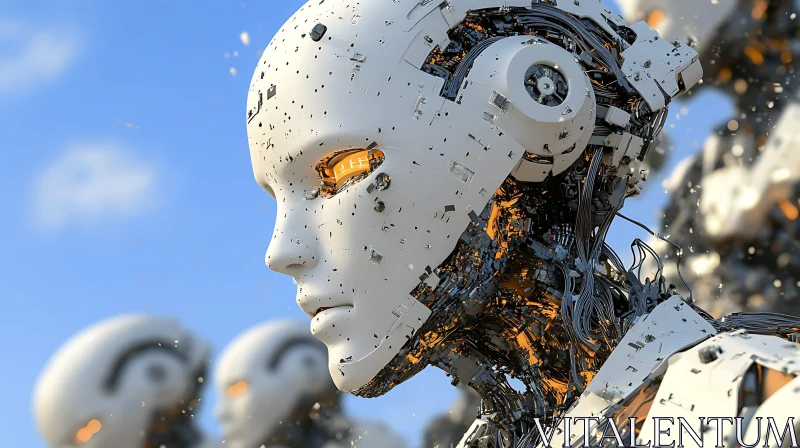 Futuristic Robot Portrait with Exposed Mechanical Details AI Image