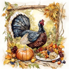 Autumn Harvest Turkey Painting