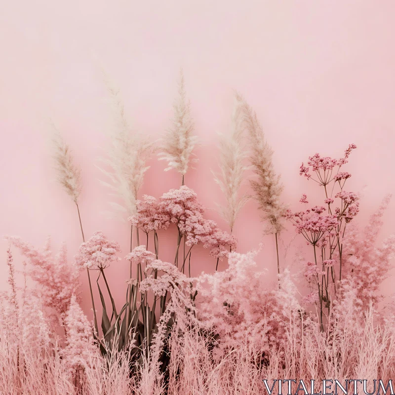 AI ART Pastel Pink Flower Composition