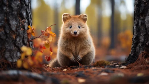 Autumnal Forest Wildlife: A Furry Creature in the Norwegian Woods