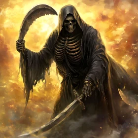 Cloaked Skeleton Warrior with Weapons