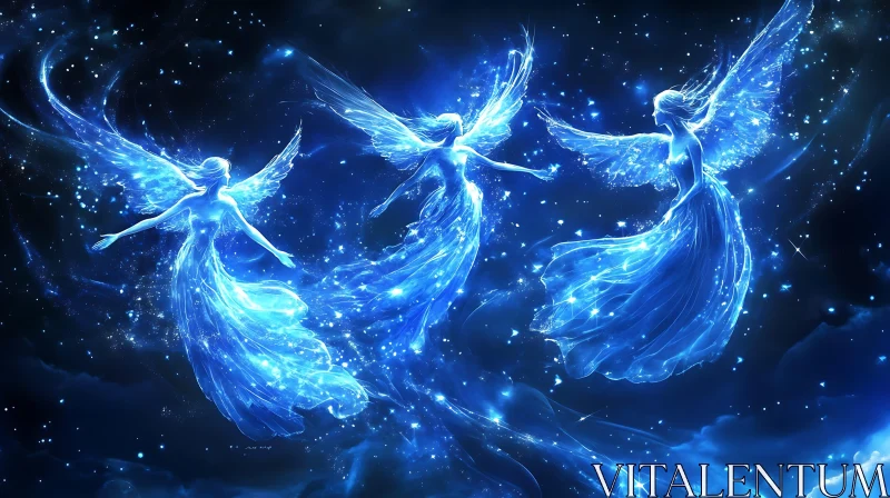 AI ART Celestial Angels Floating in Space