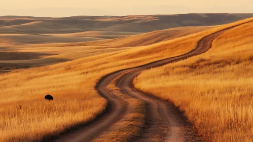 Rural Dirt Road Landscape with Hills