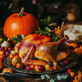 Roasted Turkey and Pumpkin for Thanksgiving