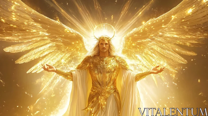 AI ART Radiant Angel with Golden Wings