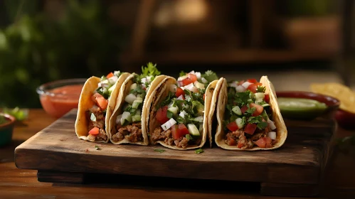 Mexican Tacos Served on Board