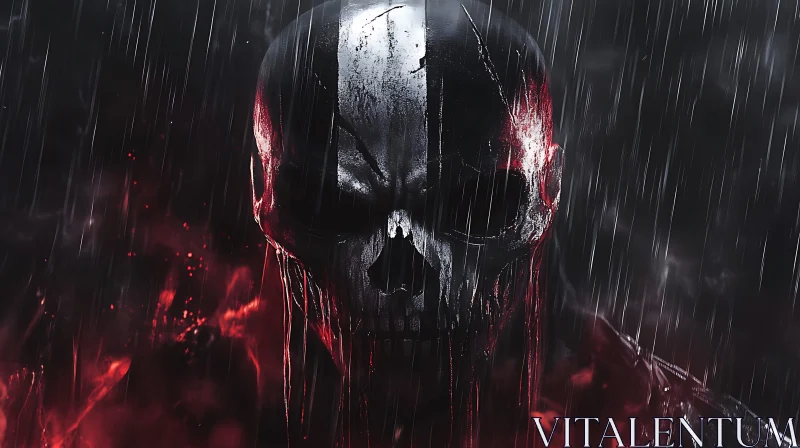 Skull in the Rain AI Image