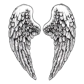 Monochrome Angel Wings Illustration