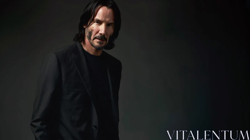 Keanu Reeves - Serious and Intense Gaze AI Image