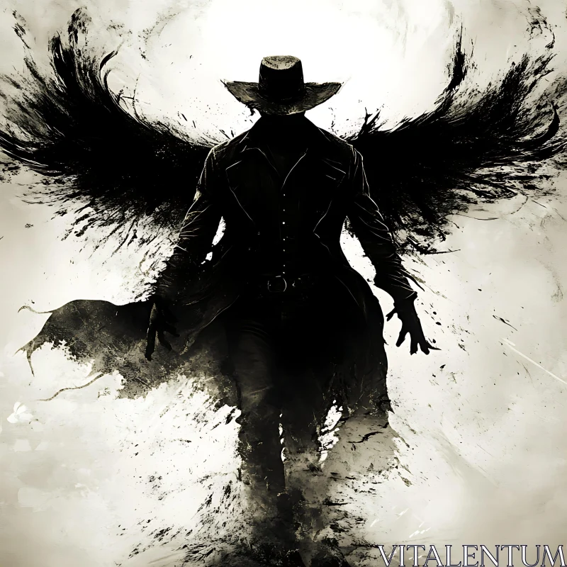 Dark Cowboy with Wings AI Image