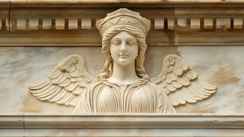 Marble Relief Sculpture of Angelic Figure