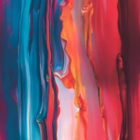 Vibrant Abstract Painting in Blue and Red