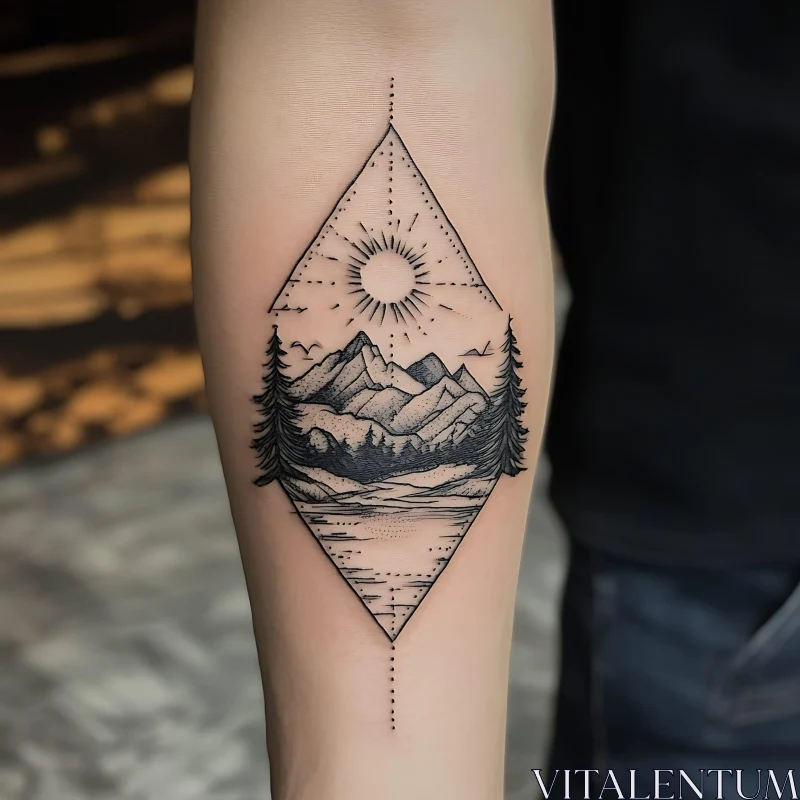 Elegant Forearm Landscape Tattoo AI Image