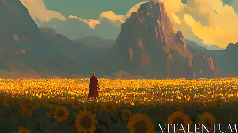 AI ART Person in Sunflower Field