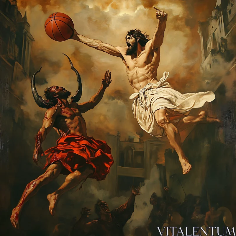 AI ART Baroque Basketball: A Divine Match