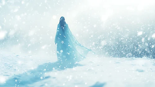 Snow Queen Walking in Winter Wonderland