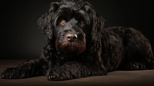 Black Dog on Dark Background: A Softly Lit Portrait