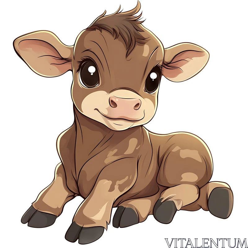 AI ART Adorable Cartoon Calf Portrait