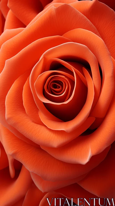 Close-up of an Orange Rose Rendered in High Detail AI Image