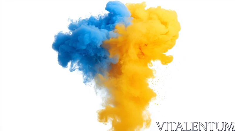 AI ART Abstract Smoke Art: Blue and Yellow Fusion