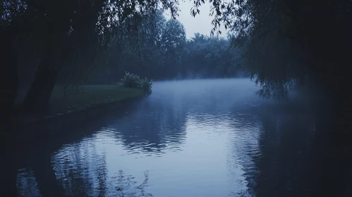 Peaceful Misty River Landscape