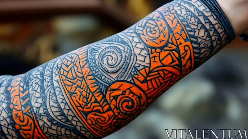 Striking Tribal Arm Tattoo Design AI Image