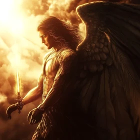 Winged Warrior Angel with Sword