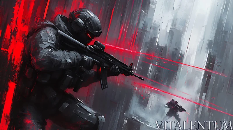 AI ART Urban Soldier with Weapon