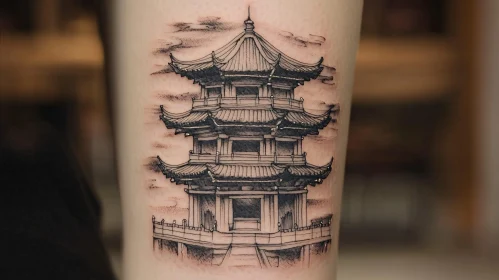 Traditional Pagoda Ink Tattoo Art