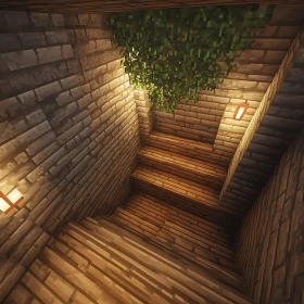 Pixelated Stairway to Minecraft's Underground