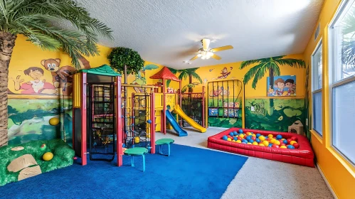 Colorful Jungle-Themed Indoor Play Area