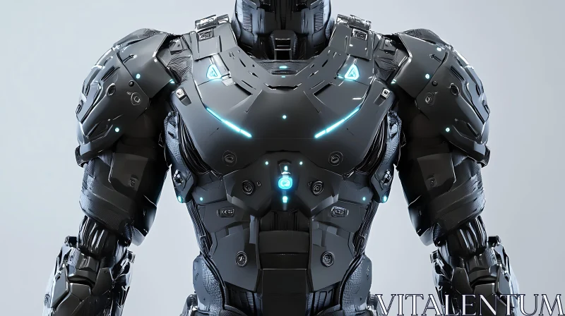 Advanced Robotic Armor of a Cyborg AI Image