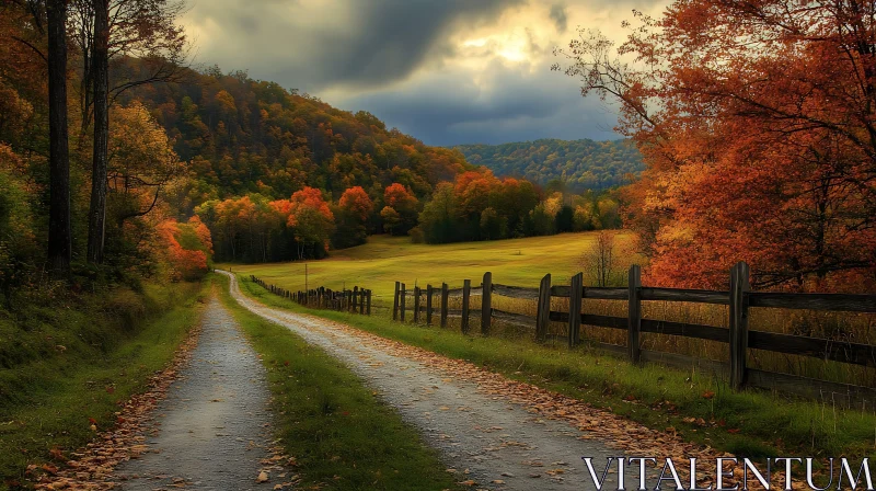 AI ART Autumn Road Through Colorful Landscape