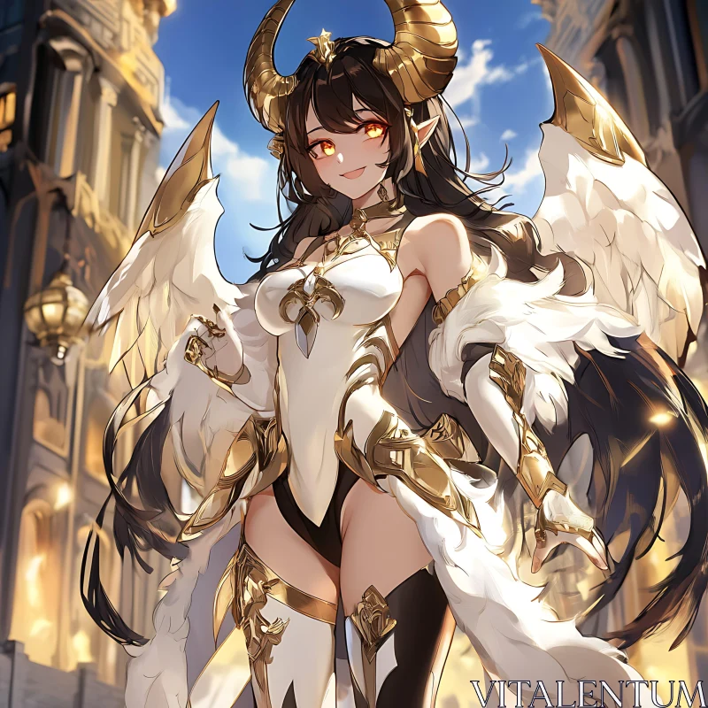 AI ART Horned Angel Anime Character