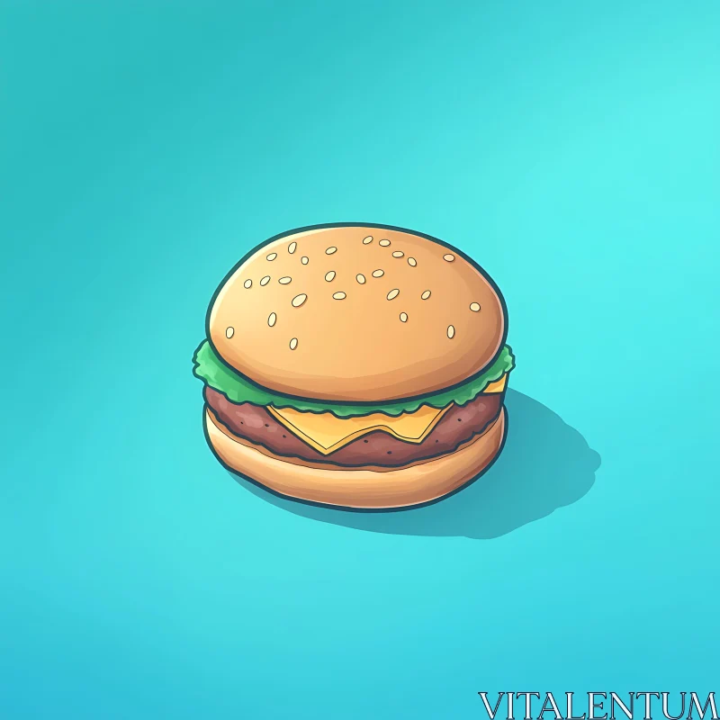 Delicious Cheeseburger Cartoon Art AI Image