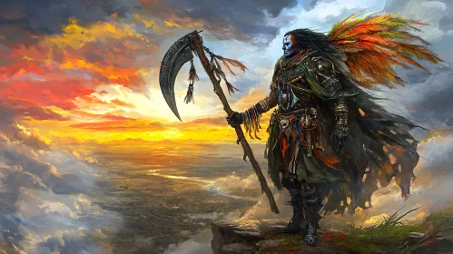 Sunset Warrior with Scythe