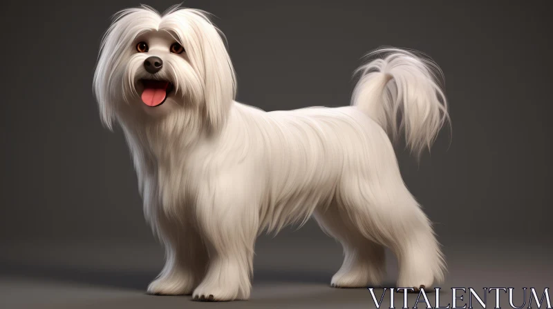 3D Model of White Sheepdog - A Realistic Rendering Masterpiece AI Image