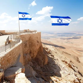 Flags in Israel Scenic View