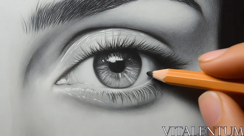 Detailed Eye Sketch in Pencil Monochrome AI Image