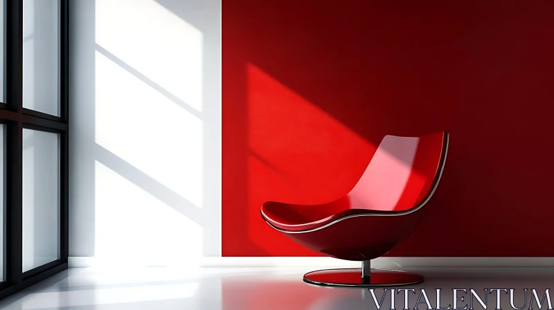 Stylish Red Chair in Minimalist Room AI Image