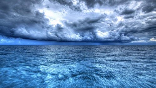 Stormy Ocean Scene with Dark Clouds