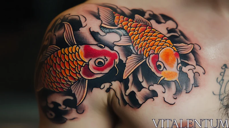 AI ART Vibrant Koi Fish Tattoo - Japanese Style Body Art