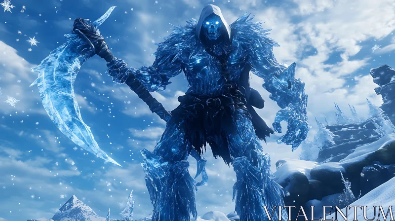 AI ART Frozen Monster with Scythe in Winter